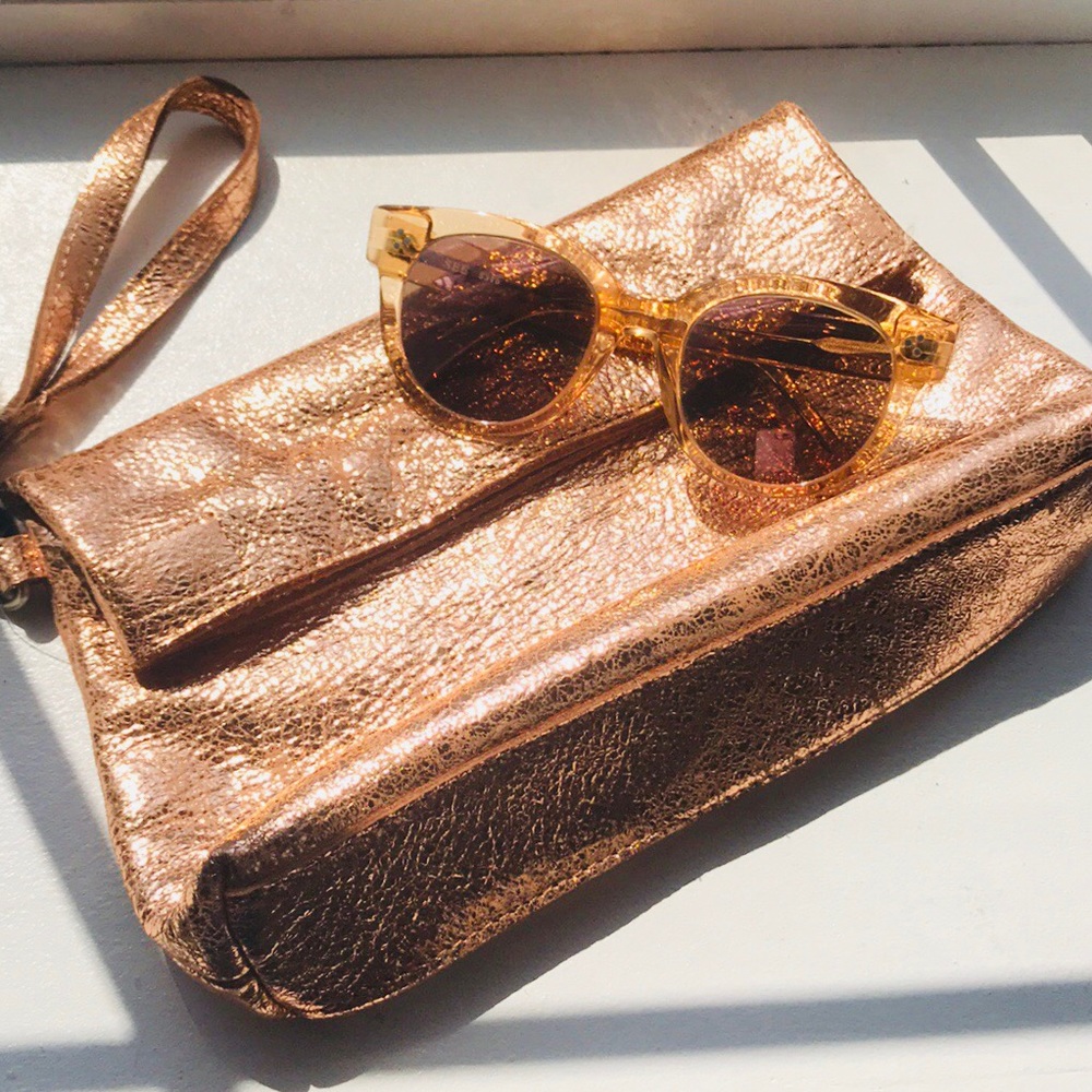 Copper Albright Leather Clutch Purse